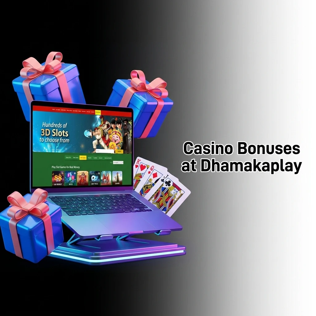 Dhamakaplay casino bonuses including welcome deposit match, reload, cashback, free spins, and lottery prize draw offers