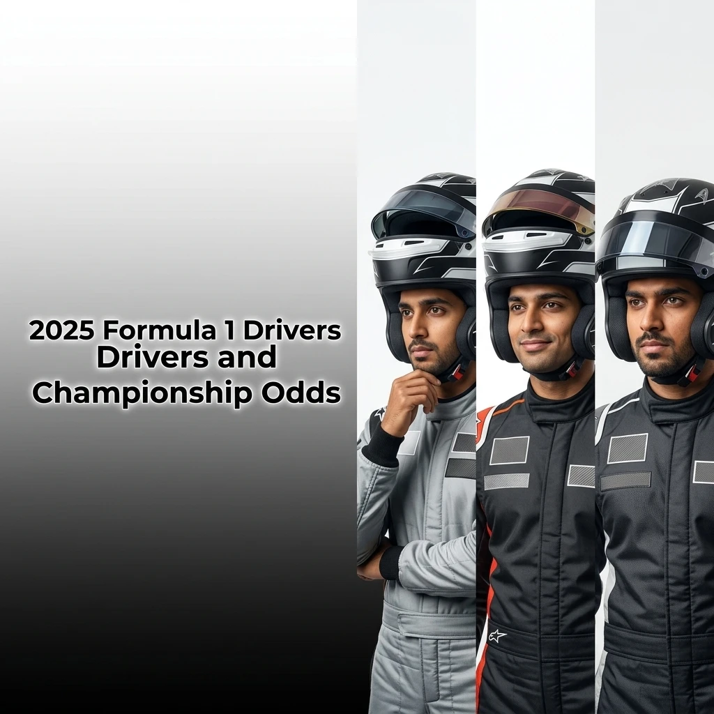2025 Formula 1 drivers lineup with championship odds for all ten teams including Red Bull, Ferrari, McLaren and Mercedes