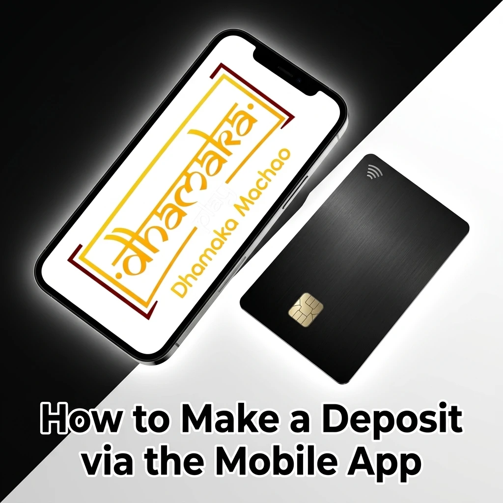 Dhamakaplay mobile app deposit steps showing UPI and Google Pay options with INR 500 minimum transaction guide