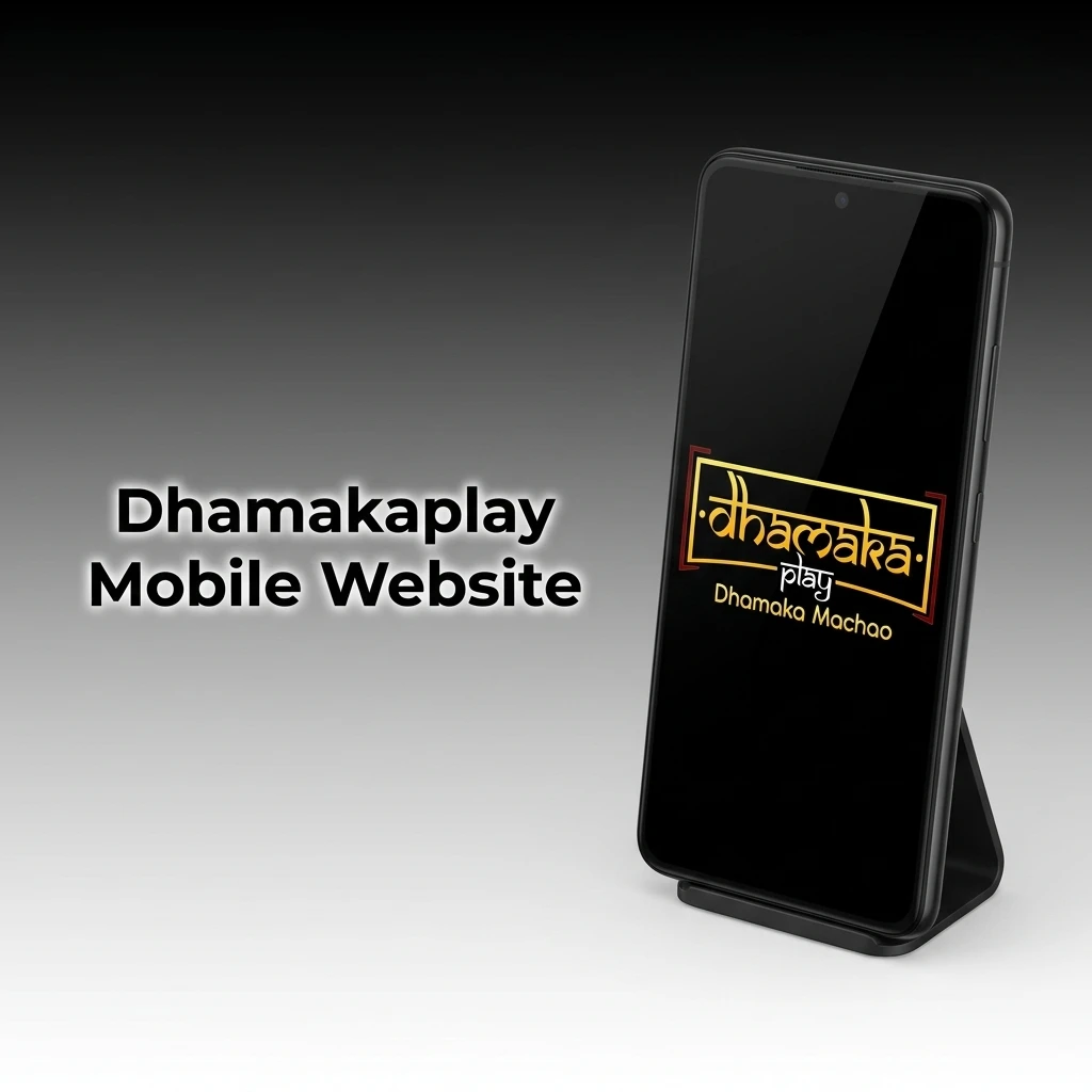 Dhamakaplay mobile website interface showing responsive design with betting, casino games, and account features on smartphone