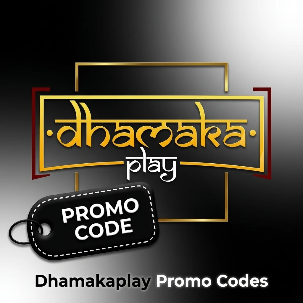 Dhamakaplay promo codes table showing bonus codes like DHKWELCOME for 100% deposit bonus and DHKSPORTS offer