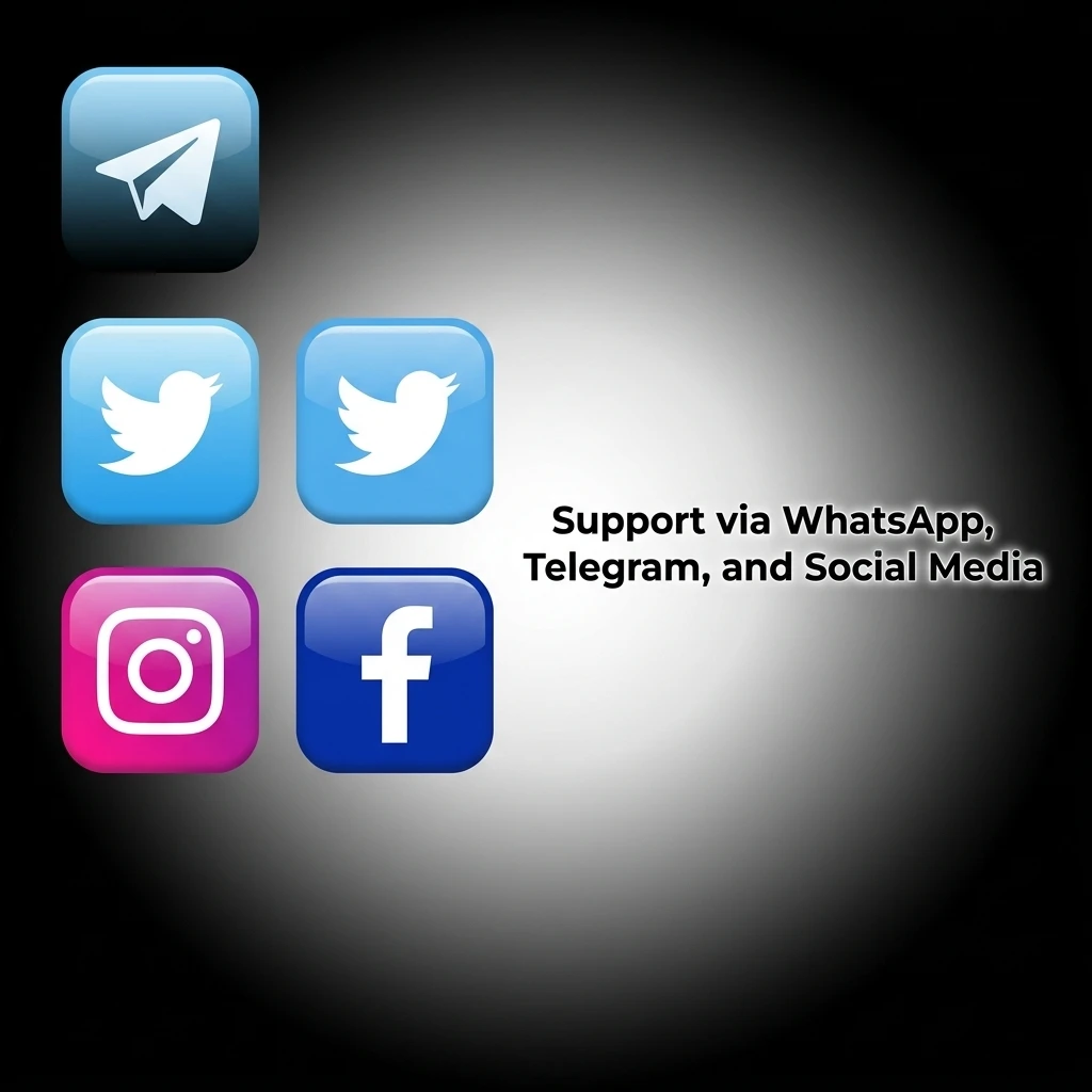 Dhamakaplay support via WhatsApp, Telegram, Facebook, Instagram, and Twitter for quick player assistance