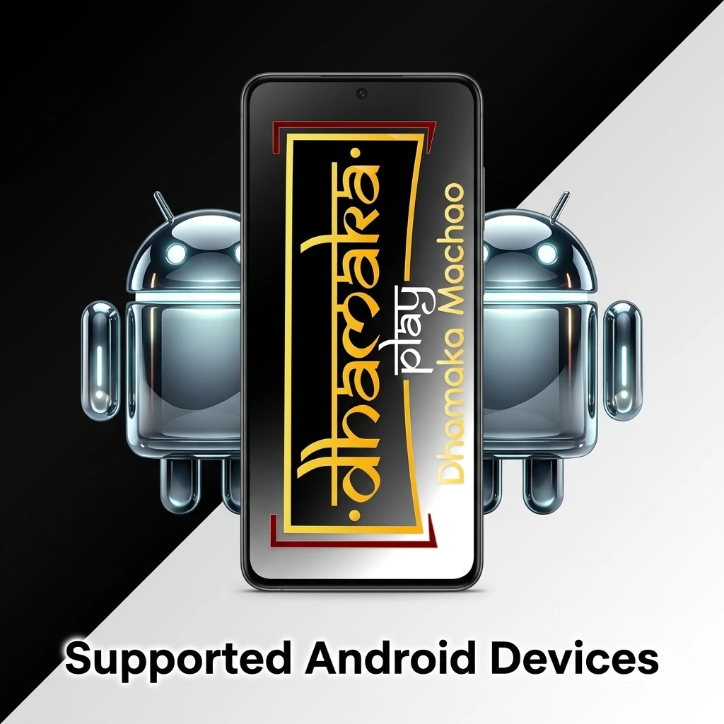 List of supported Android devices for Dhamakaplay PWA including Samsung, Xiaomi, OnePlus, Realme, Oppo, Vivo, Motorola and Nokia