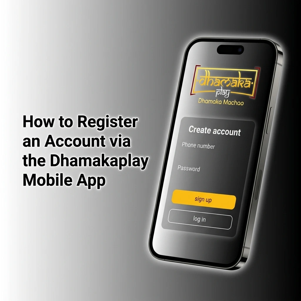Dhamakaplay mobile app registration screen showing step-by-step account creation process for new users