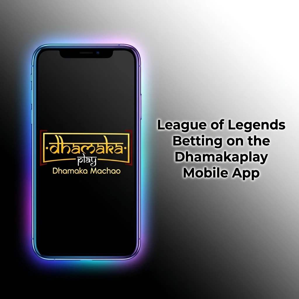 Dhamakaplay mobile app interface showing League of Legends betting markets and live esports wagering options for Indian users