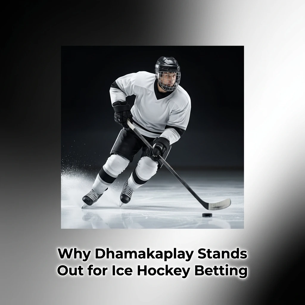 Dhamakaplay ice hockey betting features: live odds, INR transactions, UPI payments, mobile app, and wide bet markets.